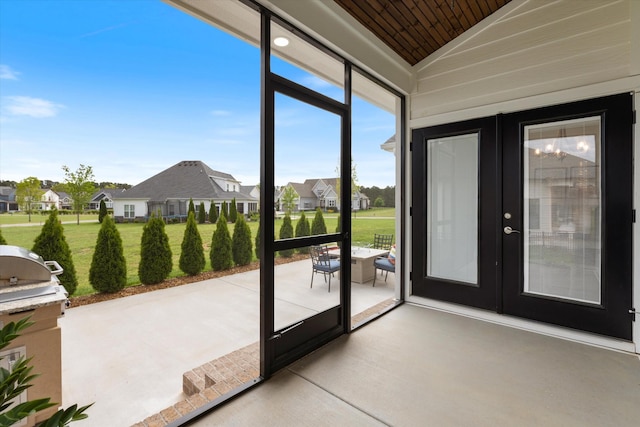 22 Flip Flop Ct, Winchester, TN 37398 - doorway to outside featuring lofted ceiling, a residential view, and wood ceiling