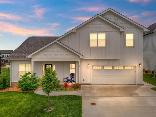 22 Flip Flop Ct, Winchester, TN 37398 - traditional-style home with concrete driveway, an attached garage, board and batten siding, and a front yard