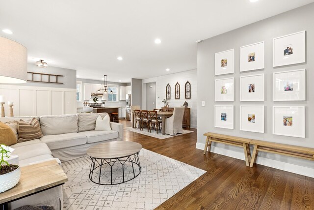 4008 Nevada Ave, Nashville, TN 37209 - living room with dark wood-style floors and recessed lighting