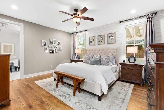 4008 Nevada Ave, Nashville, TN 37209 - bedroom with ceiling fan, light wood finished floors, baseboards, and recessed lighting