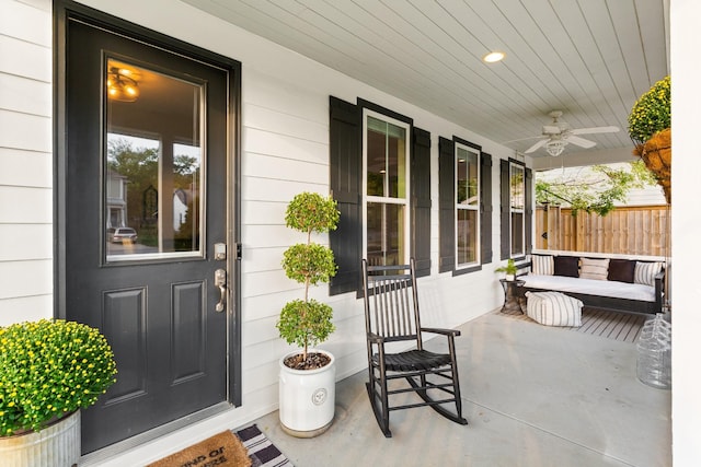 4008 Nevada Ave, Nashville, TN 37209 - entrance to property featuring a porch, fence, and a ceiling fan