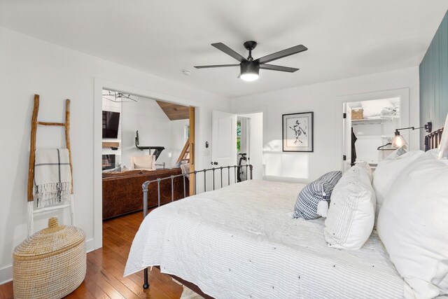 4008 Nevada Ave, Nashville, TN 37209 - bedroom featuring ceiling fan, wood-type flooring, and a walk in closet