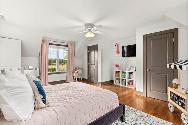 4008 Nevada Ave, Nashville, TN 37209 - bedroom featuring ceiling fan, visible vents, and wood finished floors