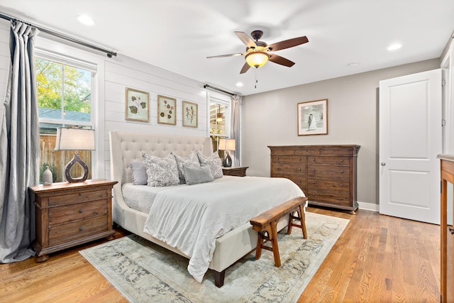 4008 Nevada Ave, Nashville, TN 37209 - bedroom with recessed lighting, light wood-style flooring, and a ceiling fan