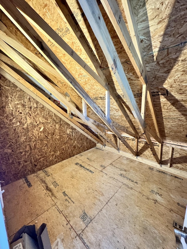 view of unfinished attic
