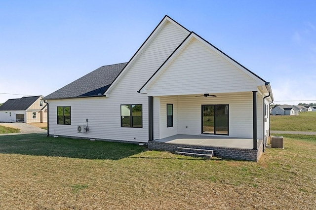 2717 Autumn Woods Trl, Cookeville, TN 38501 - back of house with a patio area, a yard, a ceiling fan, and cooling unit