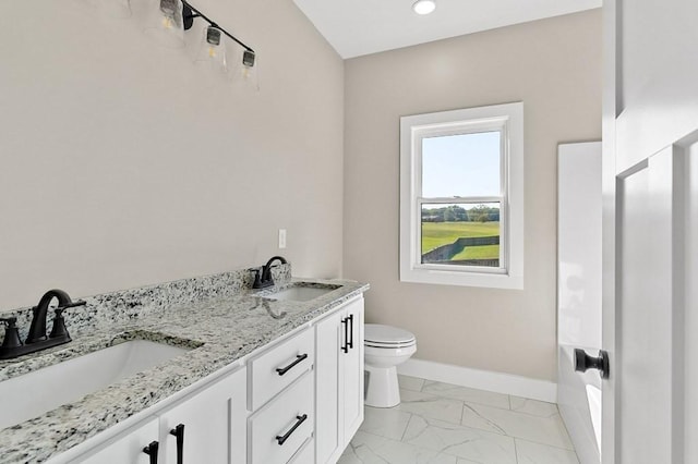 2717 Autumn Woods Trl, Cookeville, TN 38501 - full bath featuring marble finish flooring, toilet, baseboards, and double vanity