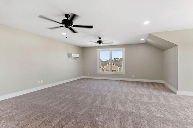 2717 Autumn Woods Trl, Cookeville, TN 38501 - additional living space with a wall unit AC, light carpet, a ceiling fan, recessed lighting, and baseboards