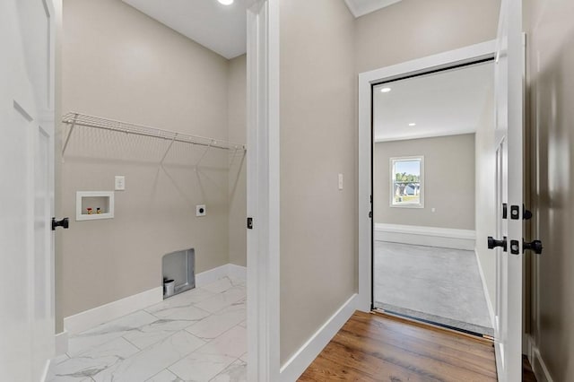 2717 Autumn Woods Trl, Cookeville, TN 38501 - clothes washing area featuring hookup for an electric dryer, baseboards, washer hookup, and recessed lighting