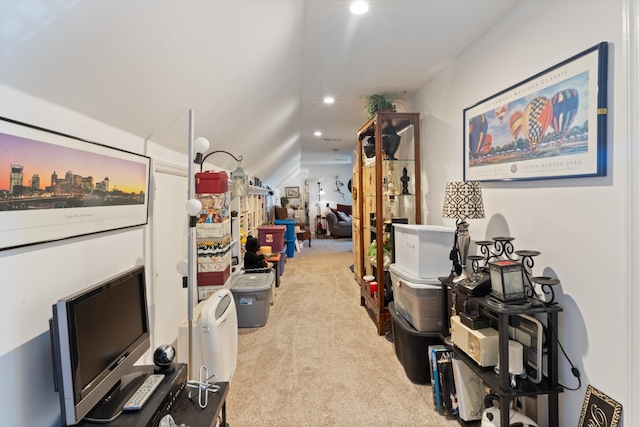 additional living space featuring carpet flooring and recessed lighting