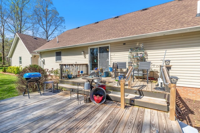 deck with a grill
