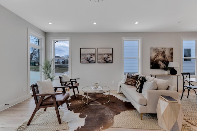 6376A Ivy St, Nashville, TN 37209 - living area with light wood-type flooring, baseboards, and recessed lighting