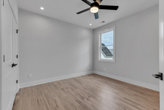 6376A Ivy St, Nashville, TN 37209 - empty room featuring light wood-style floors, a ceiling fan, visible vents, recessed lighting, and baseboards