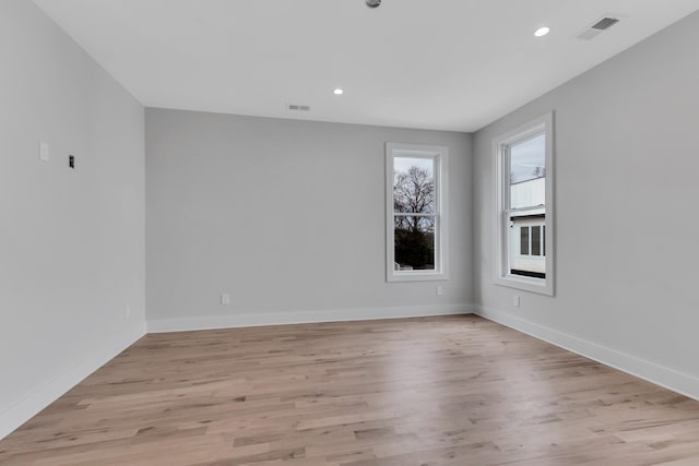 6376A Ivy St, Nashville, TN 37209 - empty room with recessed lighting, visible vents, baseboards, and light wood-style flooring