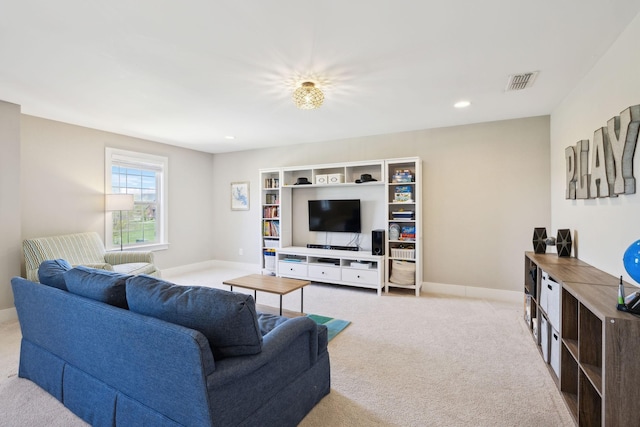 7025 Headwaters Dr, Franklin, TN 37064 - carpeted living room with visible vents, baseboards, and recessed lighting