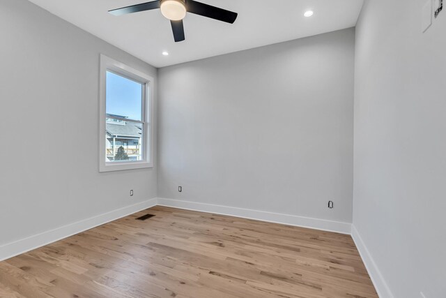 6376B Ivy St, Nashville, TN 37209 - spare room with light wood-type flooring, baseboards, recessed lighting, visible vents, and ceiling fan