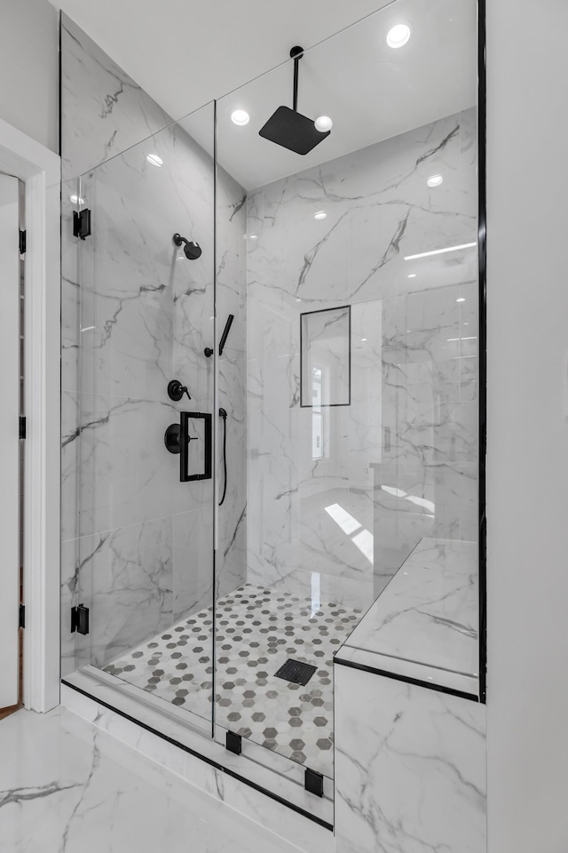 6376B Ivy St, Nashville, TN 37209 - bathroom with a marble finish shower and recessed lighting