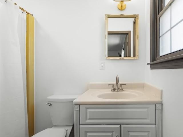 full bathroom with toilet and vanity