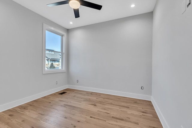 6376D Ivy St, Nashville, TN 37209 - empty room featuring baseboards, recessed lighting, light wood-style flooring, visible vents, and ceiling fan