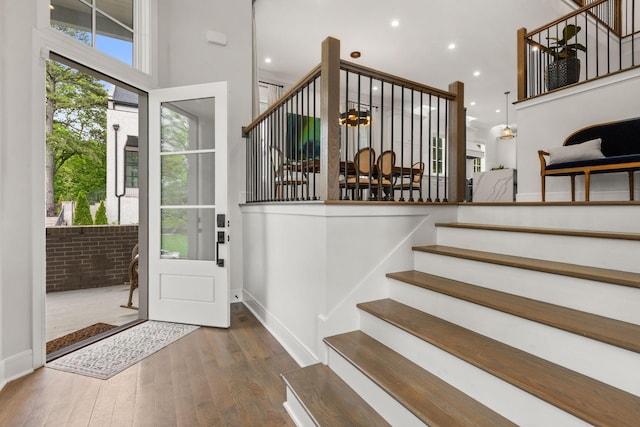 113 Cheekwood Ter, Nashville, TN 37205 - foyer entrance with recessed lighting, stairway, wood finished floors, and baseboards