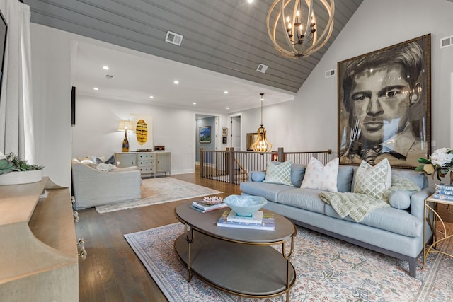 113 Cheekwood Ter, Nashville, TN 37205 - living area with visible vents, wood finished floors, a notable chandelier, and recessed lighting