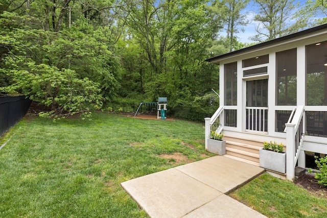 113 Cheekwood Ter, Nashville, TN 37205 - view of yard featuring a fenced backyard, a sunroom, and a playground