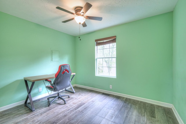 109 Spring Valley Ct, Cross Plains, TN 37049 - office space with wood finished floors, visible vents, a ceiling fan, and baseboards