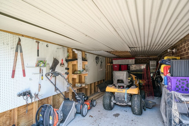 storage room with a garage