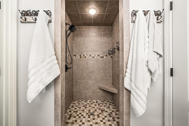 bathroom featuring a shower stall