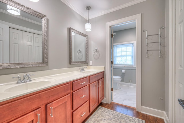 1143 Carnton Ln, Franklin, TN 37064 - bathroom with double vanity, baseboards, a sink, and toilet