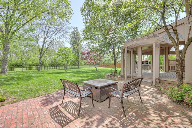 1143 Carnton Ln, Franklin, TN 37064 - view of patio / terrace with a fenced backyard, a wooden deck, and an outdoor fire pit