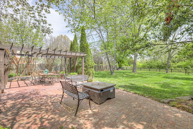 1143 Carnton Ln, Franklin, TN 37064 - view of patio with outdoor dining space, a fenced backyard, and a pergola