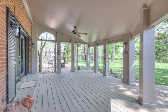 1143 Carnton Ln, Franklin, TN 37064 - wooden terrace featuring fence and a ceiling fan