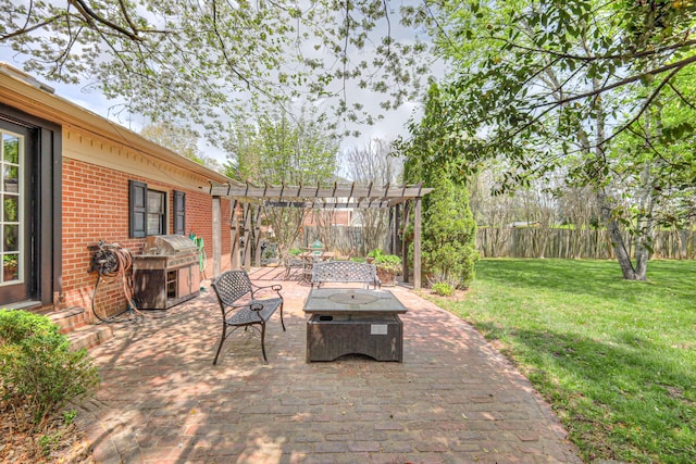 1143 Carnton Ln, Franklin, TN 37064 - view of patio with grilling area, a pergola, and a fenced backyard