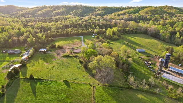 aerial view featuring a forest view