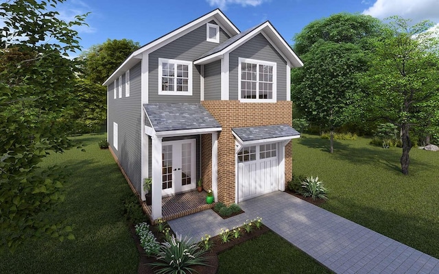 83 Charlotte Rd, Clarksville, TN 37040 - traditional-style home with french doors, brick siding, a front yard, and roof with shingles