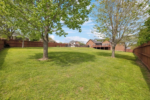 view of yard featuring a fenced backyard