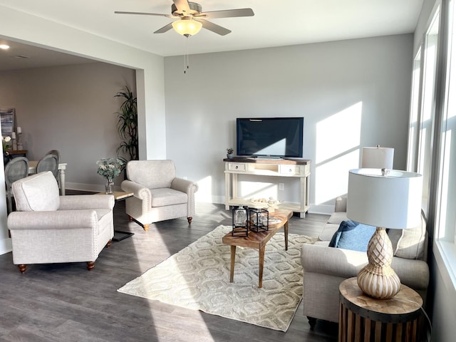 558 Twyla Dr, Lebanon, TN 37087 - living room with a ceiling fan and wood finished floors