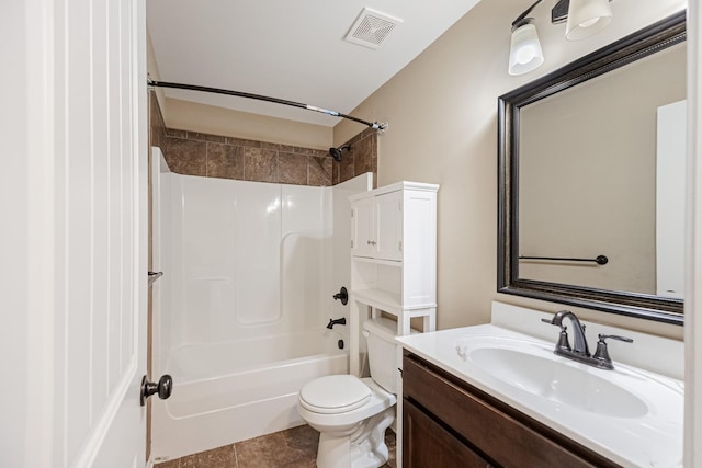133 Kildeer Dr, Clarksville, TN 37040 - bathroom featuring vanity, tile patterned flooring, visible vents, toilet, and shower / bathing tub combination