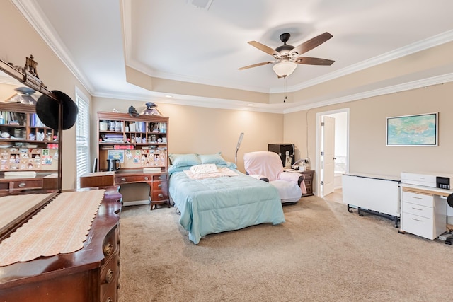 133 Kildeer Dr, Clarksville, TN 37040 - bedroom featuring light carpet, a tray ceiling, and crown molding