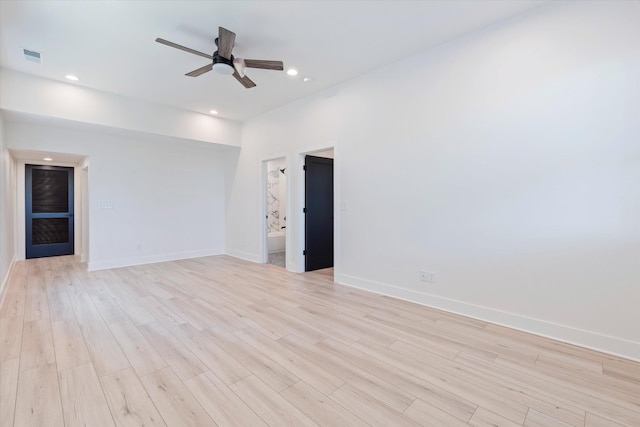 416 Mercomatic Dr, Nashville, TN 37209 - unfurnished room with visible vents, baseboards, ceiling fan, recessed lighting, and light wood finished floors
