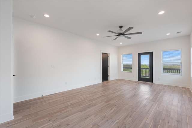 416 Mercomatic Dr, Nashville, TN 37209 - unfurnished room featuring light wood-style flooring, recessed lighting, baseboards, and a ceiling fan