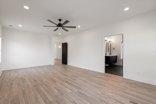 416 Mercomatic Dr, Nashville, TN 37209 - unfurnished room with light wood-type flooring, recessed lighting, baseboards, and a ceiling fan