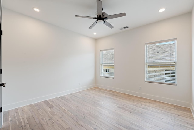 416 Mercomatic Dr, Nashville, TN 37209 - unfurnished room featuring light wood-style floors, ceiling fan, visible vents, and recessed lighting