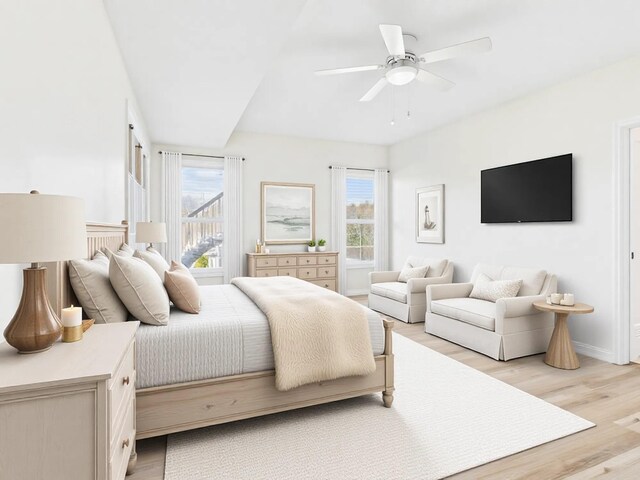 250 Sun Hill Cir, Cadiz, KY 42211 - bedroom featuring light wood-style flooring, baseboards, and a ceiling fan