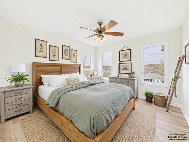 250 Sun Hill Cir, Cadiz, KY 42211 - bedroom featuring light wood-style floors, baseboards, and a ceiling fan
