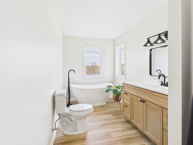 250 Sun Hill Cir, Cadiz, KY 42211 - bathroom with vanity, a soaking tub, toilet, and wood finished floors