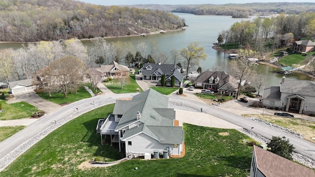 250 Sun Hill Cir, Cadiz, KY 42211 - birds eye view of property with a water view, a residential view, and a forest view