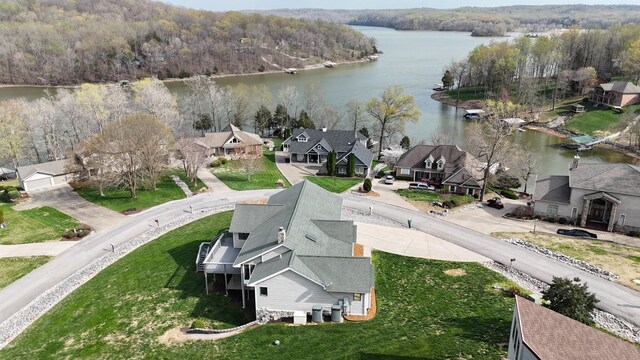 250 Sun Hill Cir, Cadiz, KY 42211 - birds eye view of property with a water view, a residential view, and a wooded view
