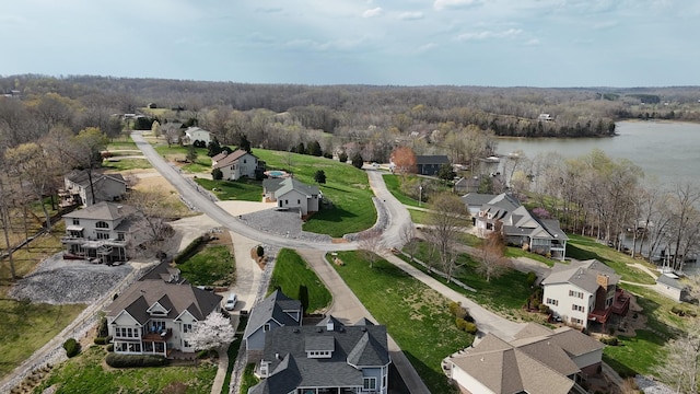 250 Sun Hill Cir, Cadiz, KY 42211 - birds eye view of property featuring a water view, a residential view, and a forest view